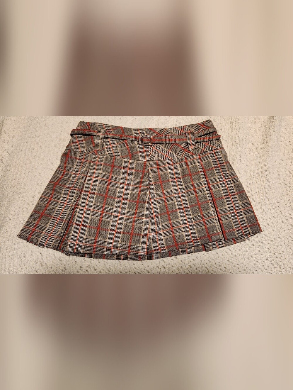 Candie's Gray Plaid Womens Flat Front Mini Skirt